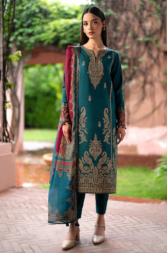 3-Piece Lawn Embroidered Shirt With Digital Print Diamond Dupatta - 5133