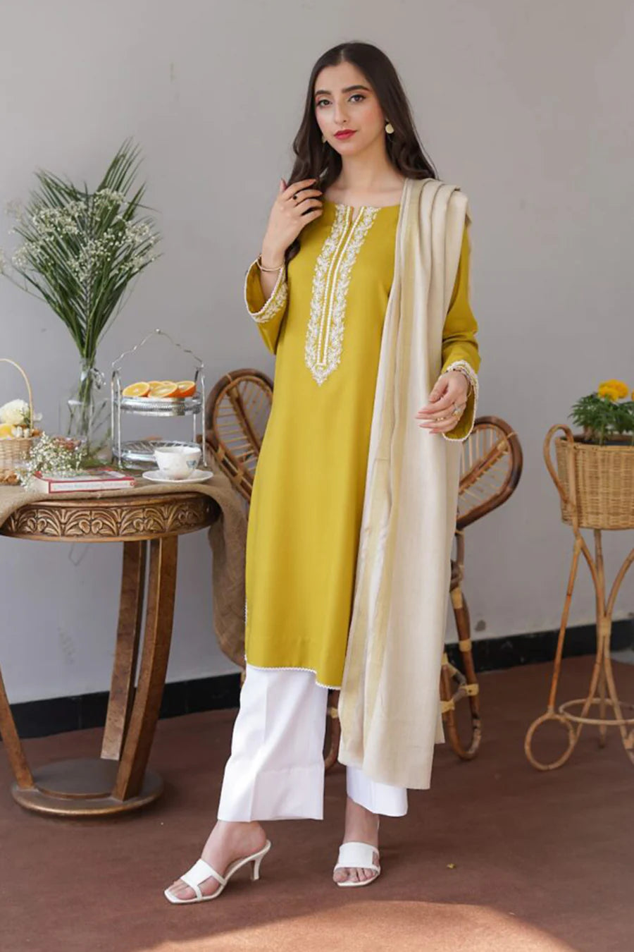 3-Piece Lawn Embroidered Shirt With Heavy Embroidered Soft Chiffon - 23163