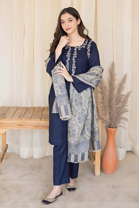 3-Piece Lawn Embroidered Shirt With Digital Print Diamond Dupatta - 4118