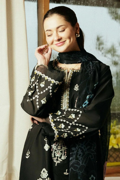 3-Piece Lawn Embroidered Shirt With Digital Print Diamond Dupatta - 4200